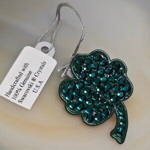 NWT Bonjoc Swarovski Emerald Green Crystals Clover Ball Marker
